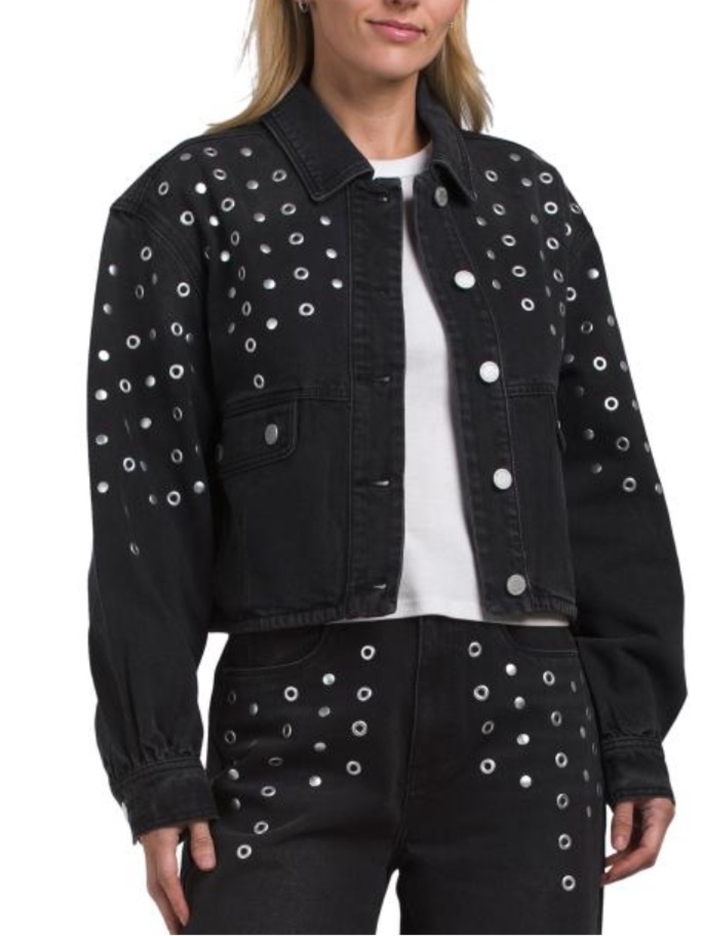 Blank NYC Grommet-Embellished Denim Jacket - Women